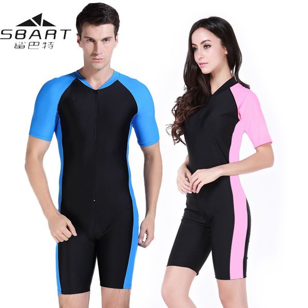 SBART Wetsuit Swetwear Mulheres Homens Lycra Manga Curta Manga UV-àva Surf Natando Swimwear Swimsuit Swimsuit Swimsuit Mergulho Suit Wetsuits C Y200613