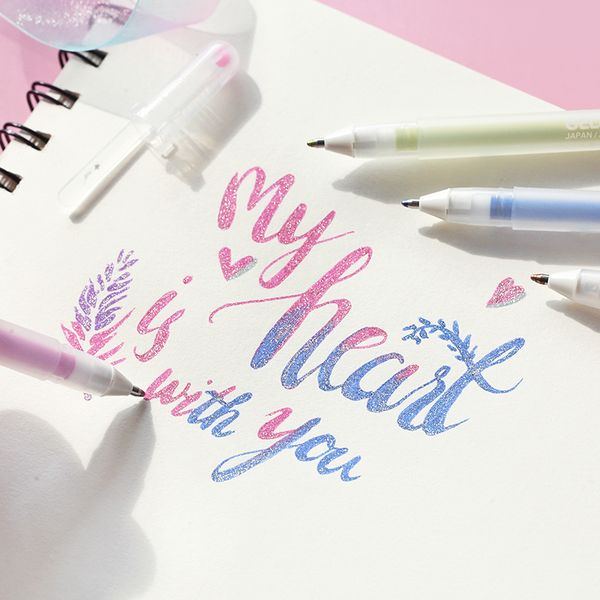 

0.6mm glitter gelly roll blister card colored gel pen stationary for scrapbooking