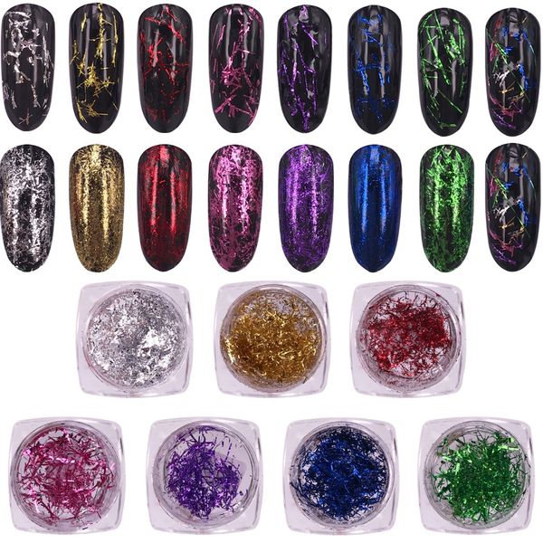 

0.2g nail art glitter silk stripes lines sequins magic effect chrome powder mirror powder aluminum foil flakes decoration, Silver;gold