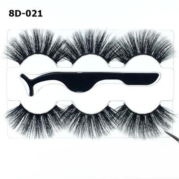 

new 3pairs/set 25mm fake 3d mink eyelashes natural soft false eyelashes with eyelash tweezer big dramatic eyelashes eyelash extension 24sets