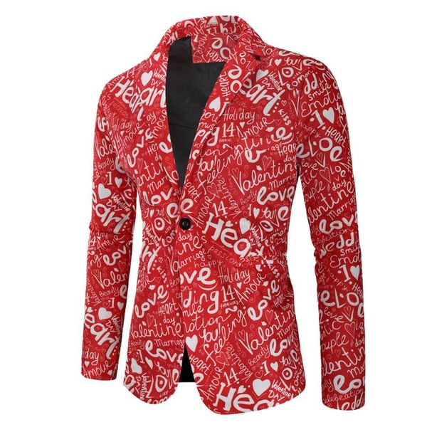 

letters print love men blazer casual suit jacket man slim fit present valentine's day suit costume traje de hombres, White;black