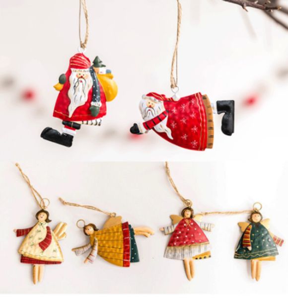 

4pcs/set christmas angel girl pendants christmas tree metal cute doll ornament diy party hanging pendant wall decor