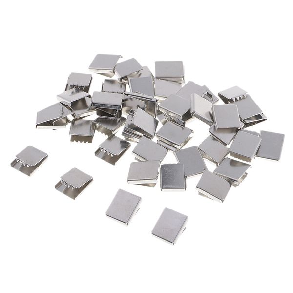 

50 pieces metal 16mm belt buckle end tip silver/gold for canvas webbing leather belt edge locking, Black