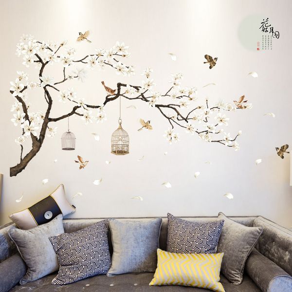 187 128cm Big Size Tree Wall Stickers Birds Flower Home Decor