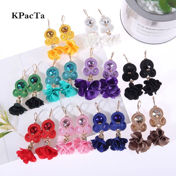 

kpact fashion soutache long hanging earring jewelry women handmade big drop earring ethnic style clothing accessories oorbellen, Golden