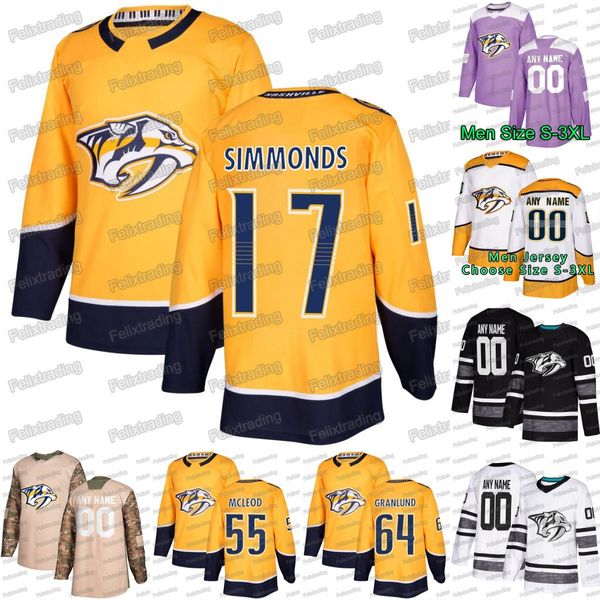 

17 Wayne Simmonds Nashville Predators Brian Boyle Craig Smith P.K Subban Mikael Granlund Forsberg Roman Josi Pekka Rinne Cody McLeod Jersey