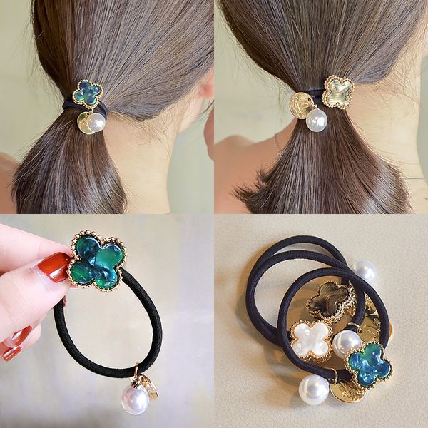 

wedding party beaded pearl gift woman lady diamond jewelry hair rubber bands for bride acting initiation graduation qm-138, Pink