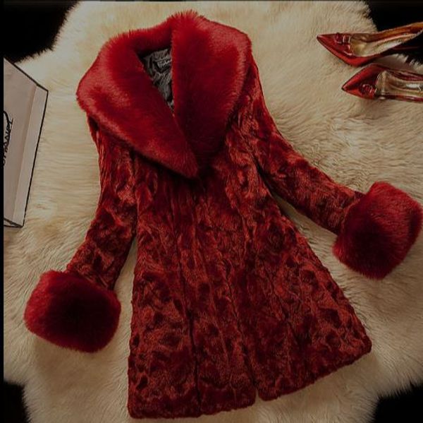 

new 2019 winter women's faux fur coat artificial fur overcoat furry jacket femme plus size fluffy fake outwear z210, Black