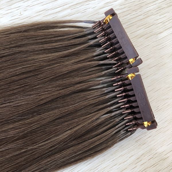 

double drawn 6d hair extension 0.5g/strands 100strands/lot light brown #6 color factory supply, Black
