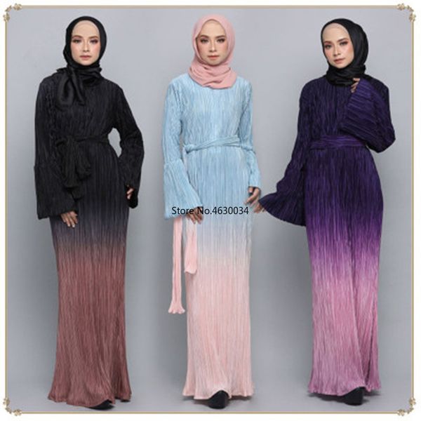 

abaya women dubai muslim hijab dress new light-colored pleated fashion robe dress turkish islamic clothing abayas for women, Red