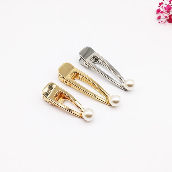 

2019 women girls cute hair clips glossy matte hollow metal hairpin vintage pearl barrette hair styling accessories dropshipping, Golden;silver