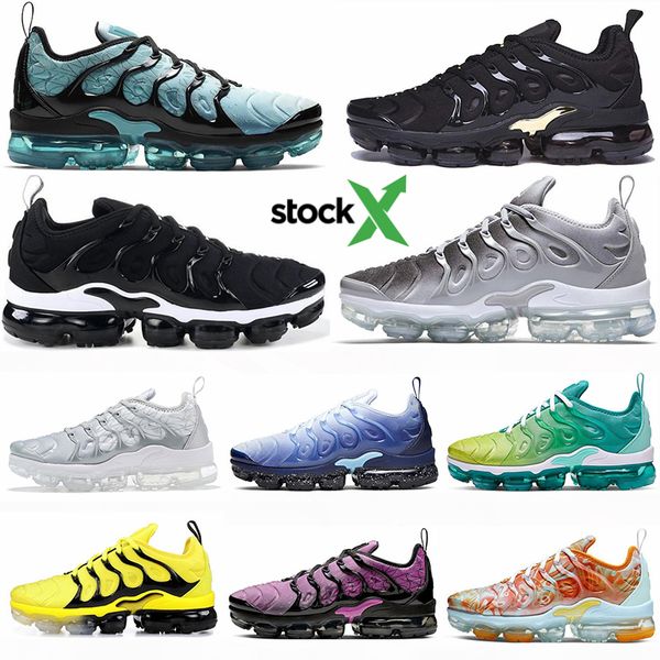

big size 13 tn sneakers 2020 black golden bumblebee ice blue star tn plus running shoes with stock x racer blue tns men women trainers 36-47, White;red