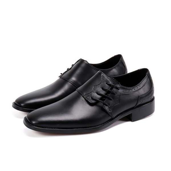 Schwarz echte Batzuzhi handgefertigte Herren-Leder-Kleiderschuhe Männer für geschäftliche formale Schuhe Schnüre-up Zapatos de Hombre, US12 36468