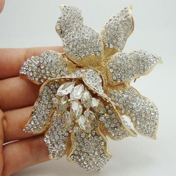 

брошь pins ttjewelry невеста моды цветок орхидеи clear стразы кристалл венчания невесты брошь pin свадебные броши булавки, Gray