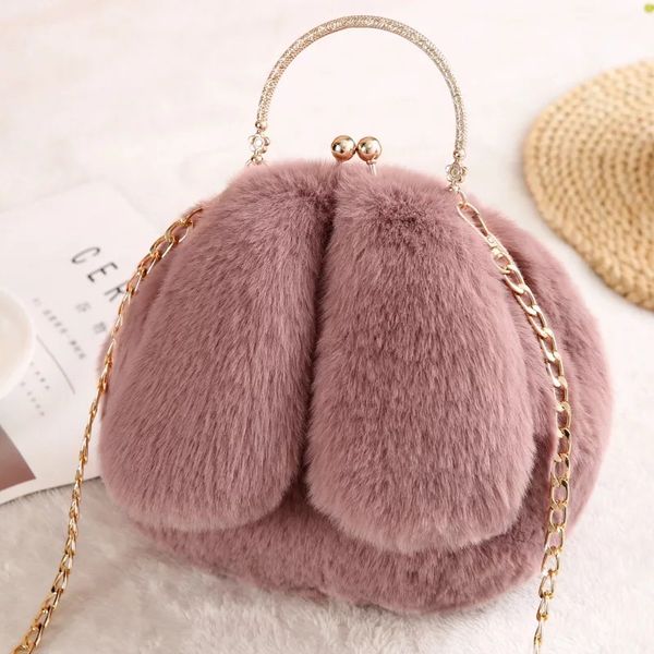

winter plush bag new single-shoulder bag fluffy stylish cute cross-body chain