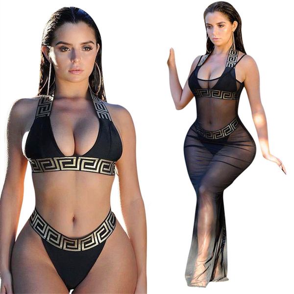 

Women 2pcs Bikini Sets Tankinis Halter Letters F Bra Underwears Briefs Swimsuits Bikinis