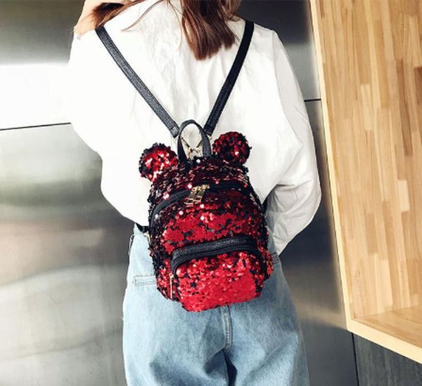 

2018 new korean cartoon backpack student backpack fashion personality sequined