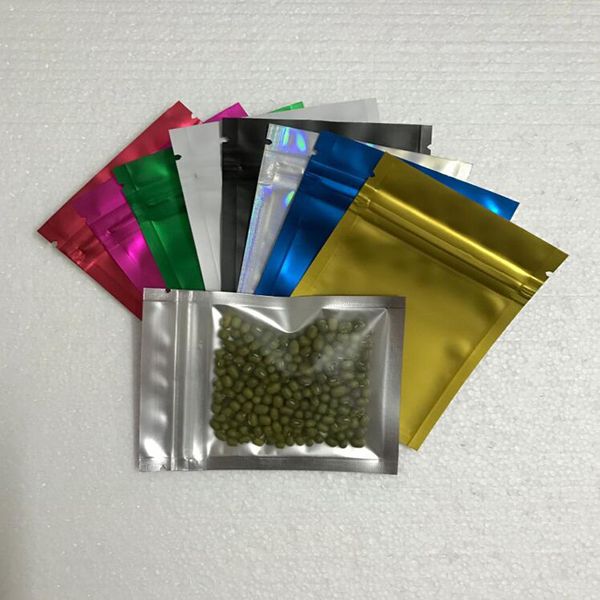 

1000шт 7.5х10см цветастый ясный алюминиевой фольги замка застежка-молнии мешки собст