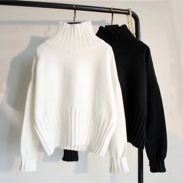 

women's turtleneck sweater knitted ribbed pullover white winter high elasticity slim jumper 2019 spring sweaters female 016i, White;black