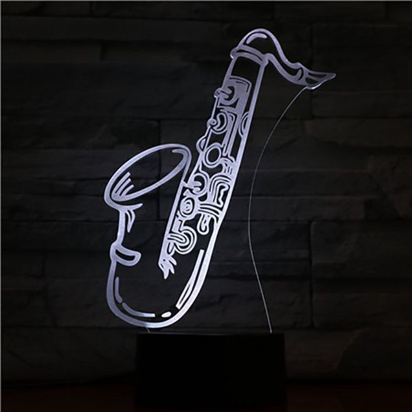 

usb 3d led night light saxophone multicolor rgb boys child kids baby gifts musical instrument atmosphere table lamp bedside neon