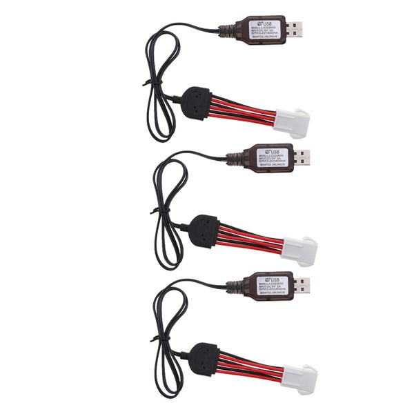 

3pcs 9.6v usb to el 6pin lithium li po battery rc toy drone charging cable