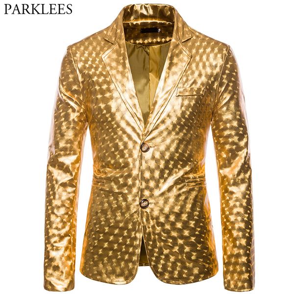 

gold glossy men blazer jacket shiny two button blazer men party nightclub stage dj performance mens suit jacket masculino, White;black