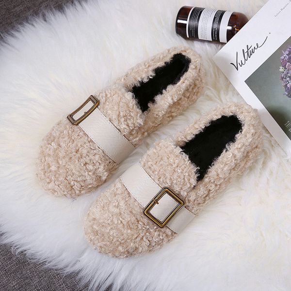 

casual woman platform shoes women's moccasins slip-on modis loafers fur autumn round toe slip on nurse 2019 new fall slip-on, Black