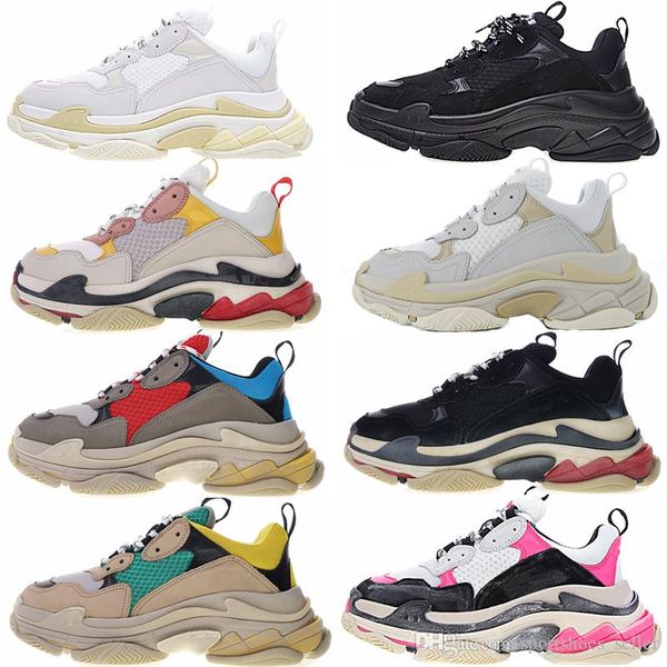 

2019 горячие моды париж 17fw тройной s sneaker бежевый белый черный розовый повседневный спорт папа обуви для мужчин дизайнерская обувь женщ, Black