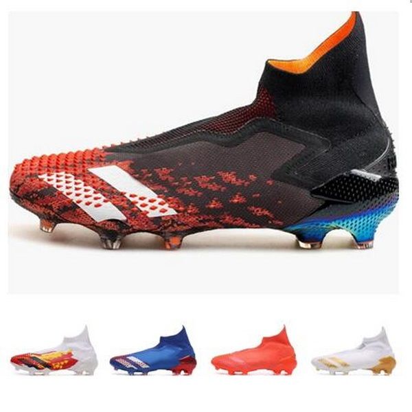 

predator mutator 20+ fg soccer shoes pp paul pogba mens slip-on football shoes 20+x cleats boots high ankle yakuda training sneakers, White;red