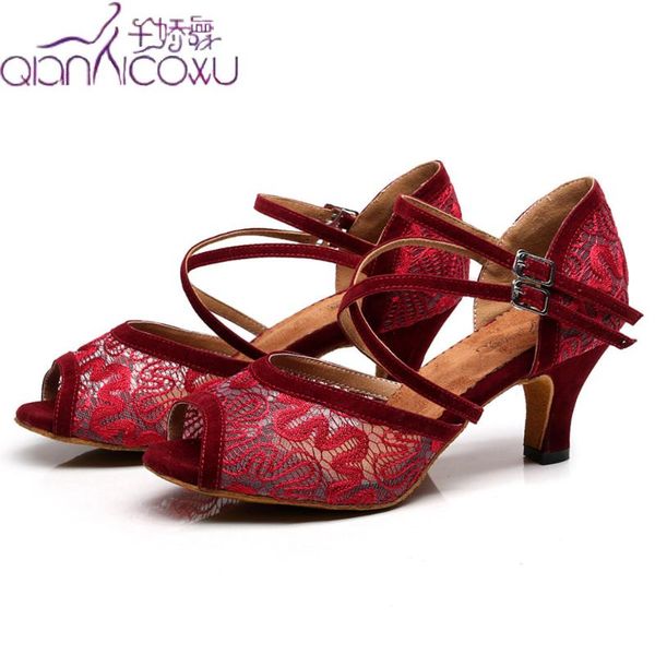 

customize salsa jazz ballroom latin dance shoes for dancing women buty latino waltz high heels 3005 summer red lace woman sandal