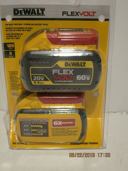 

Dewalt dcb609 2 flexvolt 20 60v max li ion battery two pack ni p