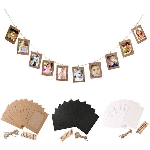 

10 set vintage paper p frame diy wall rope clip decor 5 inch creative