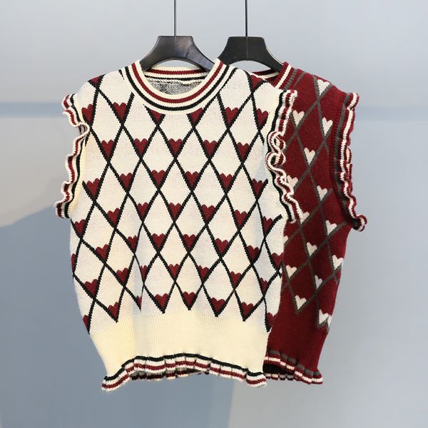 

lovely pullover sleeveless vest knitted sweater yfnt2464, Black;white
