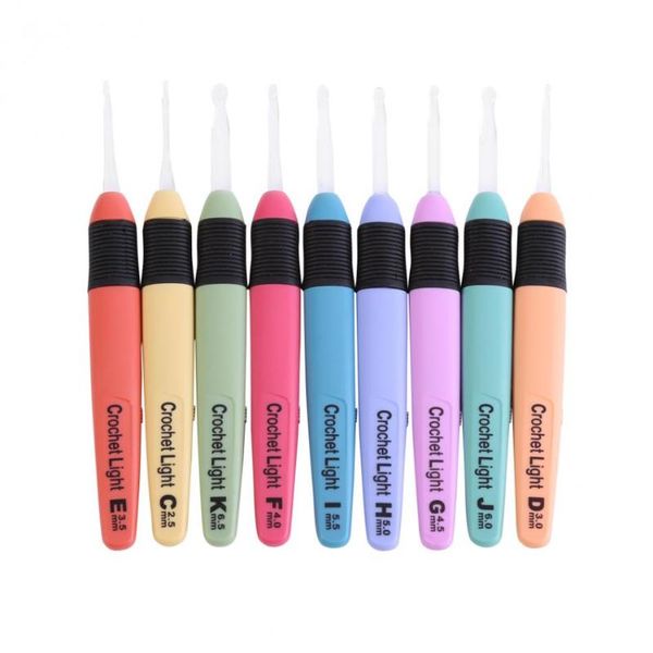 

2.5~6.5mm crochet hooks with led plastic handle knitting needles set light needle sewing accessories kit multicolour sewing tool, Black
