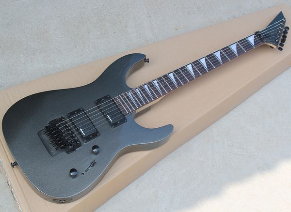 Matte preto guitarra elétrica com pickups ativos, Floyd Rose, Rosewood Fretboard com mãe de inlay pérola, 24 trastes