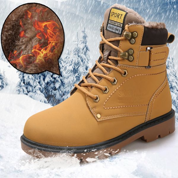 

men boots new fashion pu leather wear resisting snow boots men working fashion casual shoes keep warm winter 2020, Black