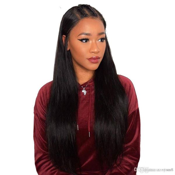 

lace front human hair wigs straight pre plucked hairline baby hair 24 inch 150% straight remy human hair lace wigs, Black