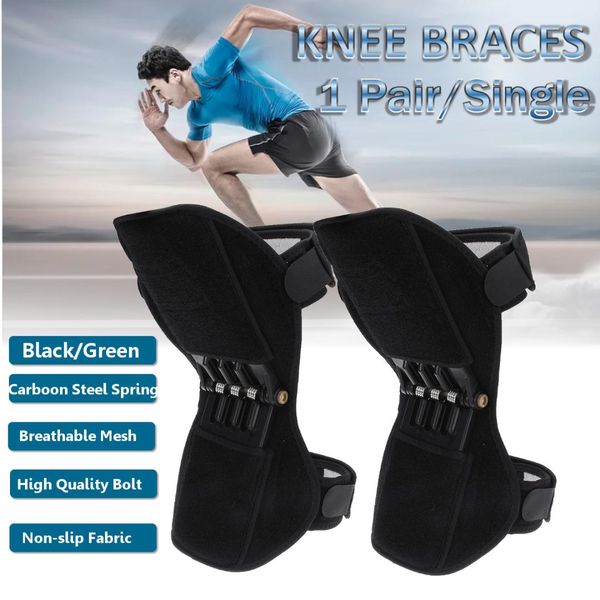 

joint support knee pad non-slip lift pain relief for knee power spring force stabilizer working sports elder, Black;gray