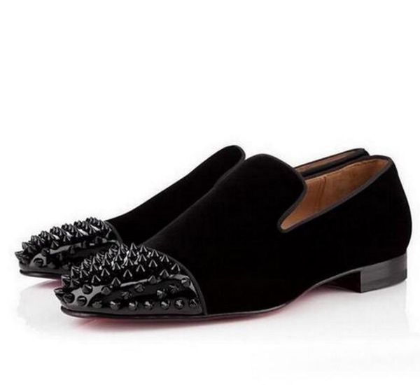 

new gentleman party/dress/business man red bottom oxford flats men spiked shoes men's chaussure homme loafers wedding walking shoes 38-, Black