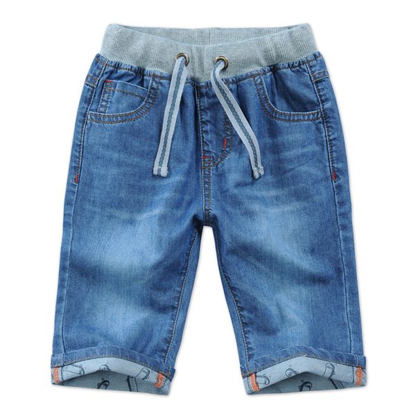 

fashion denim boys shorts summer 1/2 trousers cotton 2 cropped pants half-length jeans clamdiggers breathable soft, Black