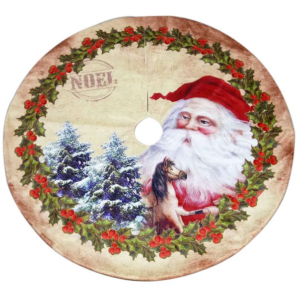 

120 cm home santa claus festive decorative floor stylish round bottom folding dustproof base protective christmas tree skirt