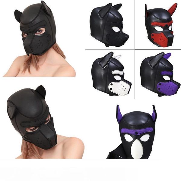 

совершенно новый латекс ролевая игра собака маска косплей полная голова маска с ушами мягкий резиновый щенок косплей партия маска 10 цветов