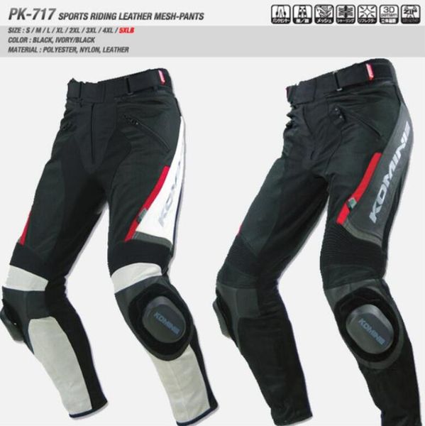 

for komine pk 717 motorcycle racing pants mesh fabric + leather pants summer motocross riding trousers, Black;blue