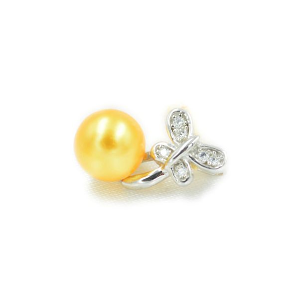 

s925 butterfly pearl pendant necklace setting mounting base 100% solid 925 sterling silver semi mount women's jewelry diy findings dz03, Slivery;crystal