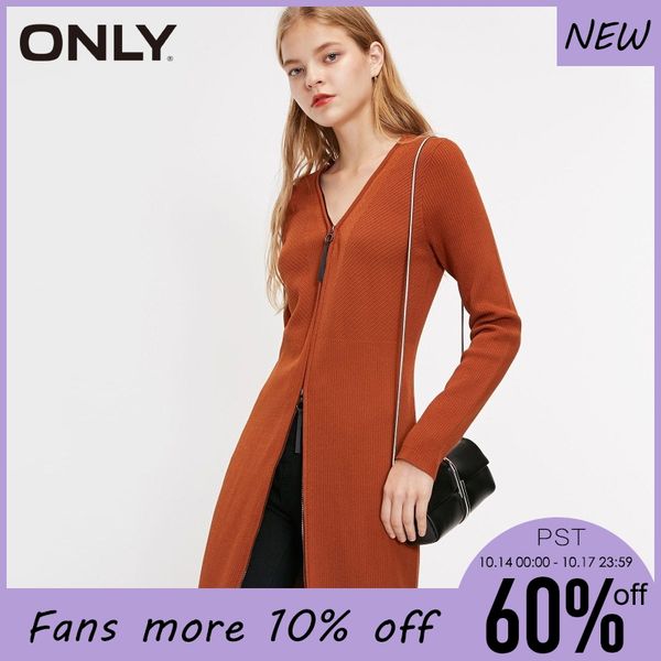 

only winter slim fit v-neckline zipped knit dress| 119146502, Black;gray