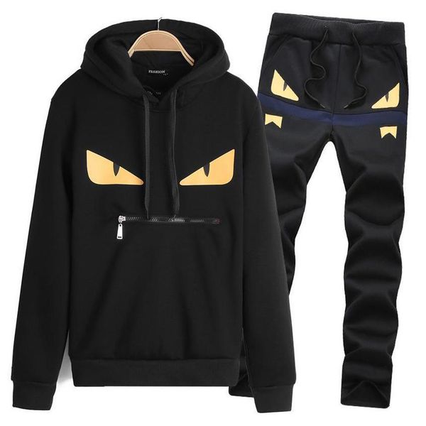 

дизайнерский спортивный костюм мужчины роскошный спортивный костюм спорт черный 2 шт мультфильм человек толстовка с длинным рукавом пуловер, Gray