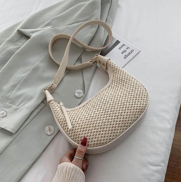 

beach bag half moon underarm bags designer luxury handbags shoulder bags woven bags 2 removable shoulder strap