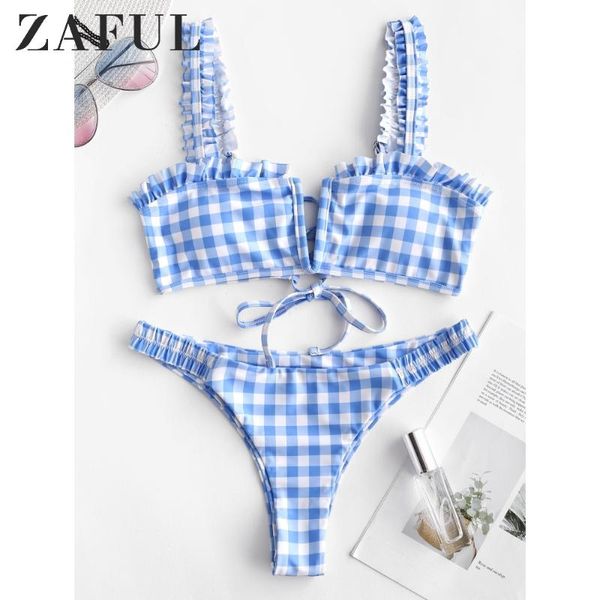 

zaful плед v проводной ruffle бикини набор для женщин провод бесплатных ремни swimsuits низкой талии проложенного лето две пьесы купальники