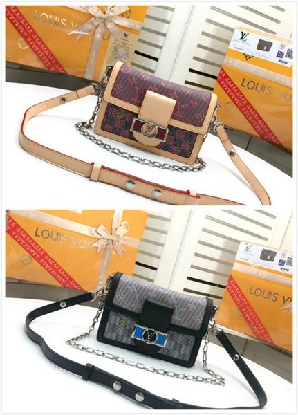 

french high-end brand ladies fashion small square bag classic charm exquisite fashion design party delivery m55454, Black;red