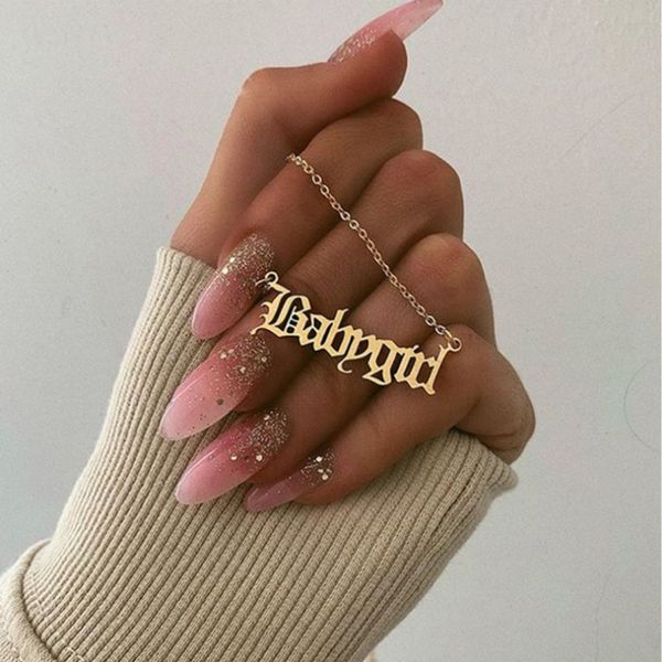 

s1510 fashion jewelry letters pendant necklace babygirl steel necklace, Silver